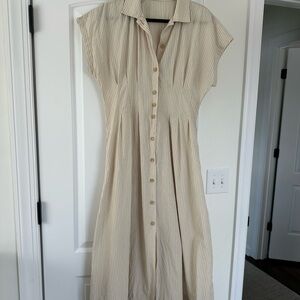 Marine Layer Nova Stripe Pima Cotton Midi Shirt Dress